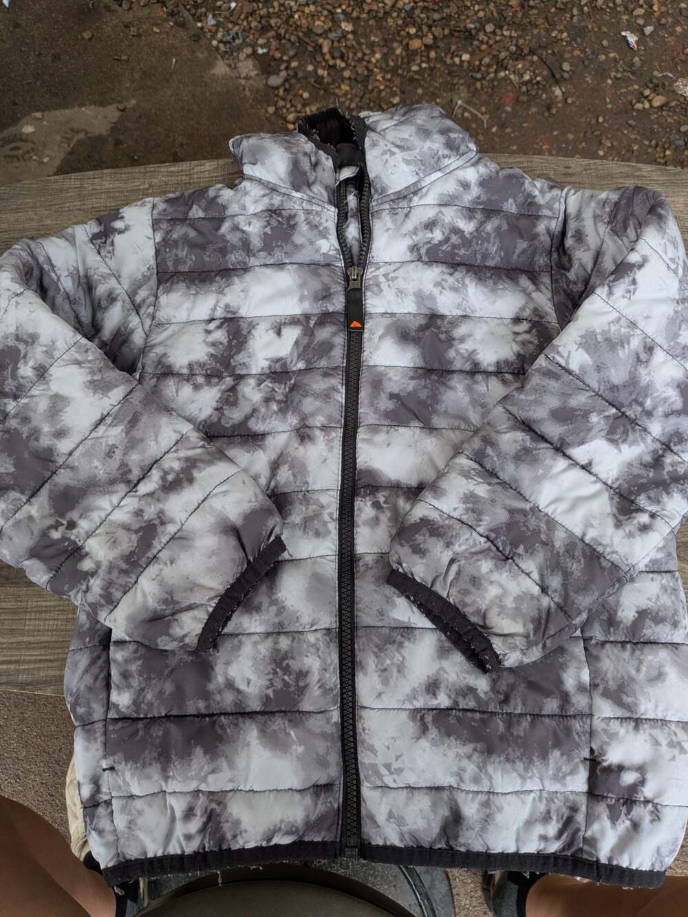 Ozark Trail Boys Everyday Puffer Jacket Gray Tie-Dye Hooded